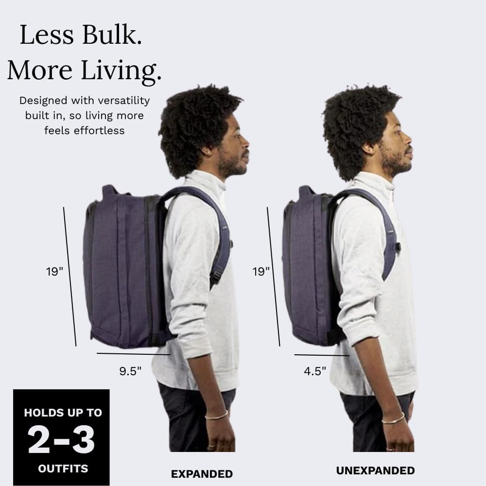 Knack Series 1 Laptop Backpack Fits up to 15 Inch - Knack Bags Carry-On Backpack, TSA Approved, Expandable Travel Backpacks With 3 Day Outfit Capacity (Dark Blue, Medium)