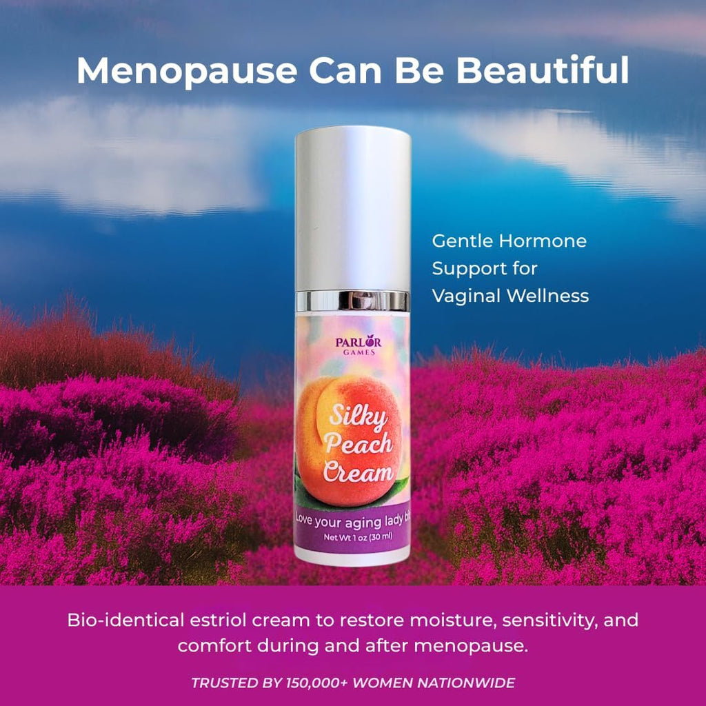 Silky Peach Cream by Parlor Games – Bioidentical Estriol Cream for Women – Menopause Relief for Vaginal Dryness & Vulva Itch – 30ml Bottle (2 Month Supply)