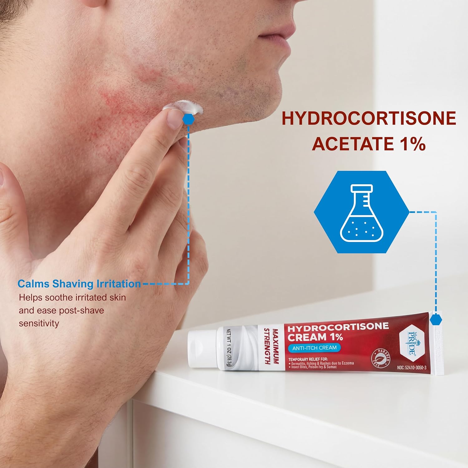 MED Pride Hydro Cortisone (Hydrocortisone) Cream 1% OTC Bulk Pack of 4 X 1 Oz Anti-Itch Ointment for Rash, Eczema, Bug Bites