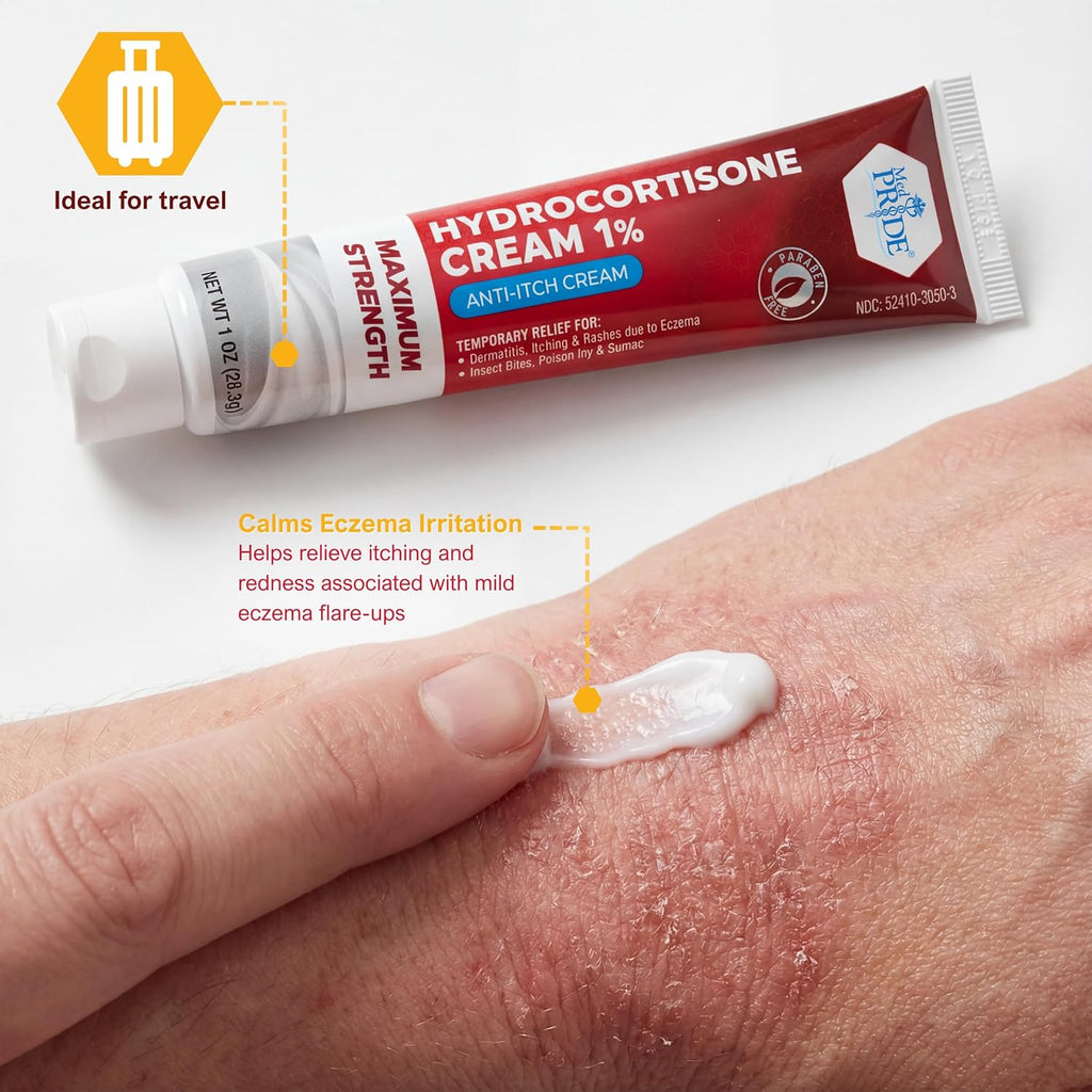 MED Pride Hydro Cortisone (Hydrocortisone) Cream 1% OTC Bulk Pack of 4 X 1 Oz Anti-Itch Ointment for Rash, Eczema, Bug Bites