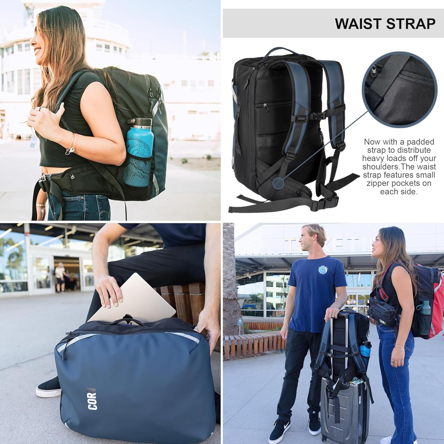 Carry On Travel Backpack Bundle | Island Hopper Travel Backpack with Toiletry Bag and Compression Packing Cube Set